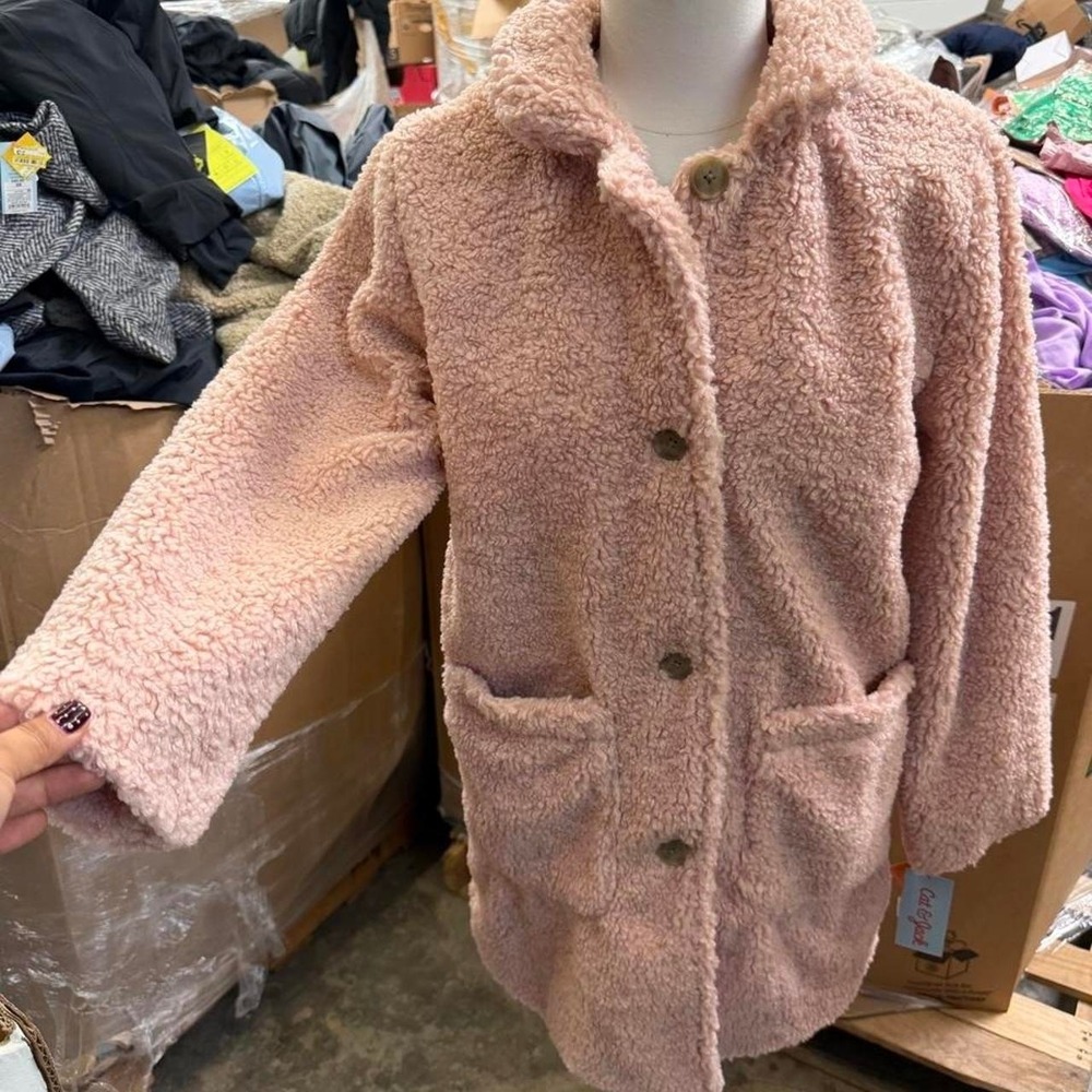 Cat & Jack Girls Pink Sherpa Teddy Coat 🩷